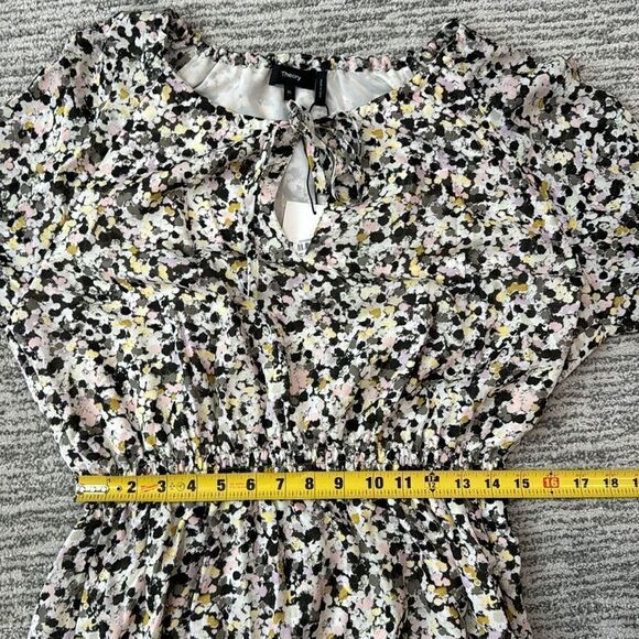 NWT THEORY Gathered Shirt Dress in Floral Silk Crepe XL - Picture 12 of 15